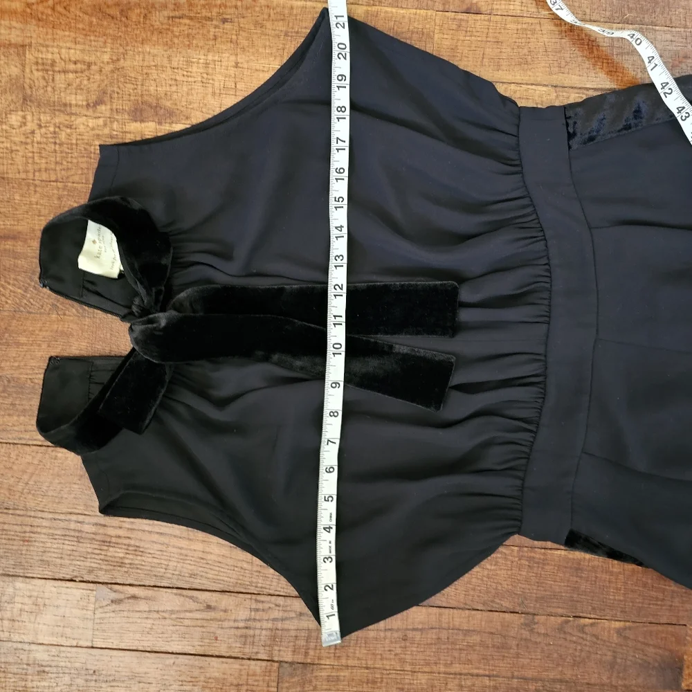 Kate Spade Elegant Chic Black Velour‎ Accents Bow Sleeveless Jumpsuit Sz 8